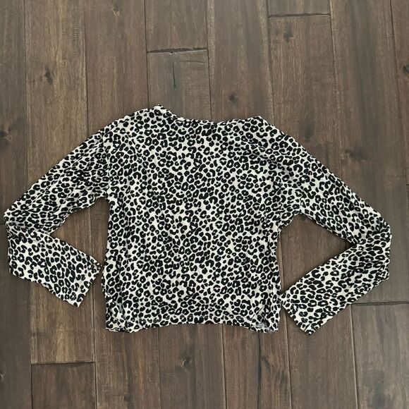 Nordstrom Black and White Cheetah Print Knot Top Girls L 10/12 - Picture 4 of 4
